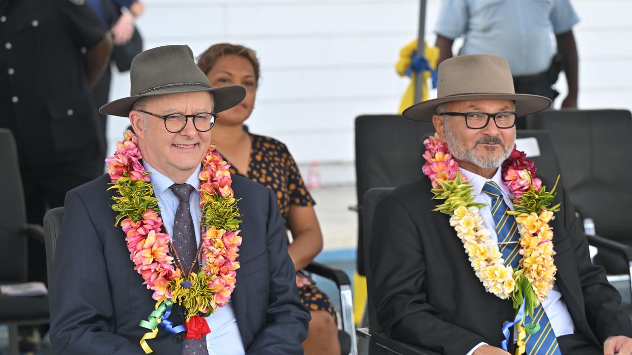 Anthony Albanese and Solomon Islands Prime Minister Matthew Wale