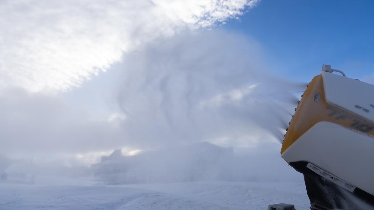 Snow making on the first day of winter at Perisher