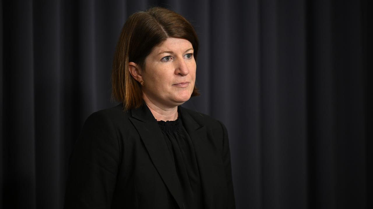 Chief Veterinary Officer Beth Cookson speaks during a press conference