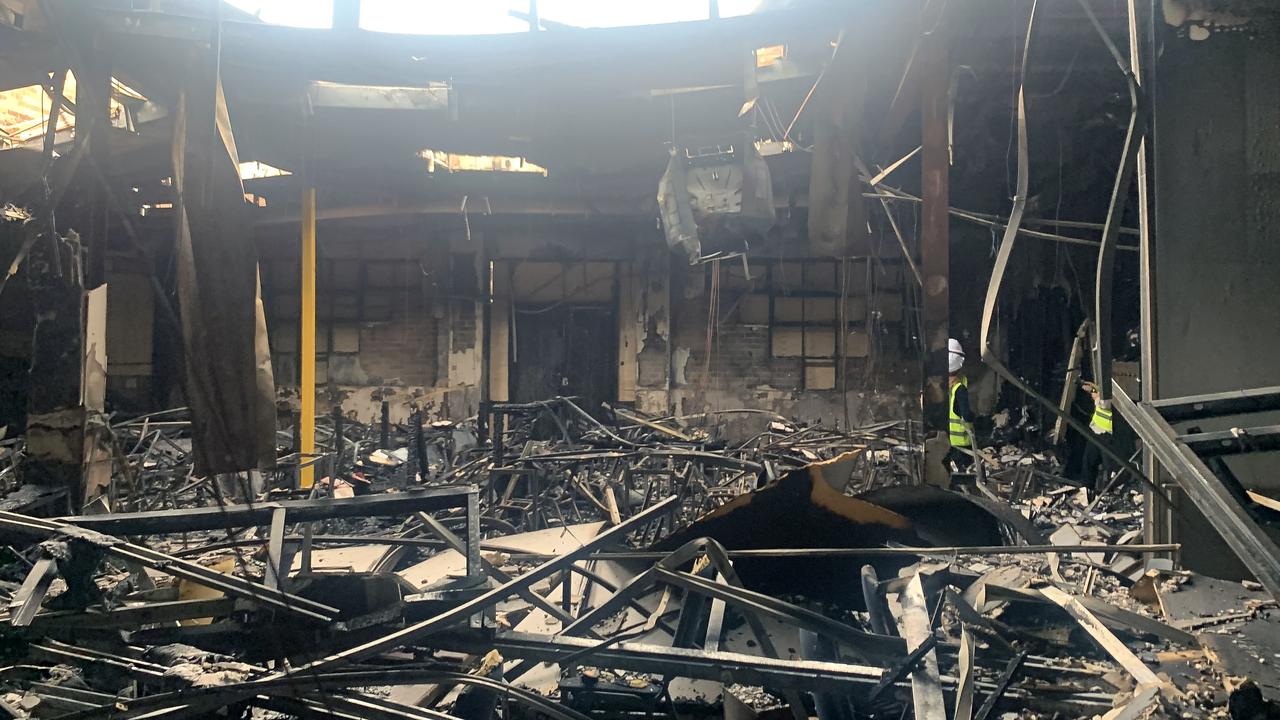 Damage is seen following a firebombing at the Adass Israel Synagogue.