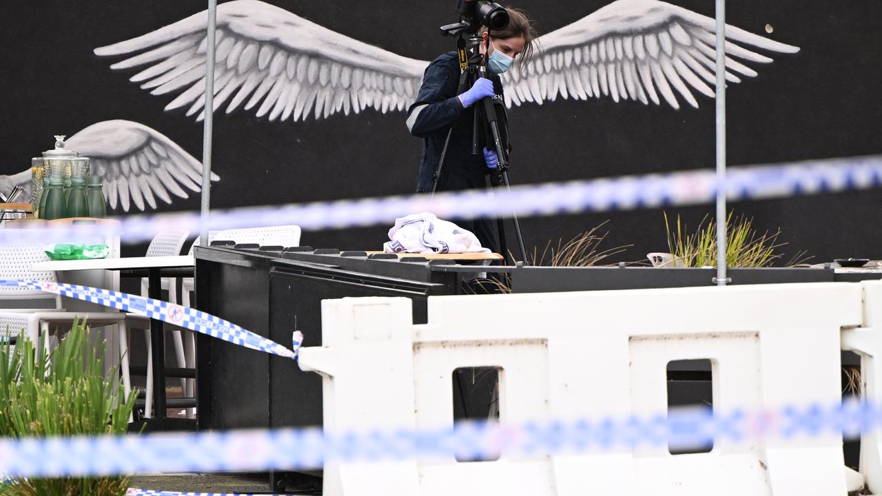 Victoria Police working at the scene of a fatal shooting at Keilor