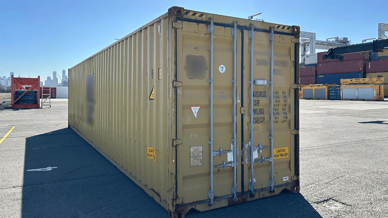 closed shipping container on a dock