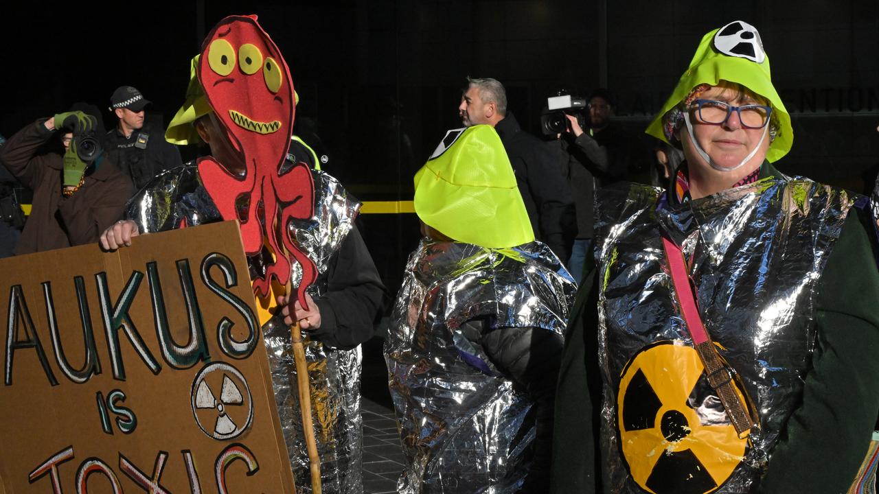 Anti-AUKUS and anti-nuclear protesters