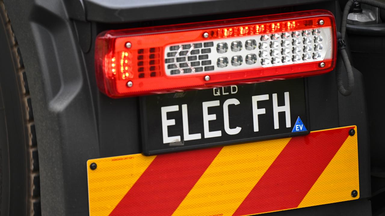 The number plate on an Electric truck